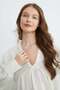 V-Neck Muslin Fabric Blouse with Tie Detail - 6