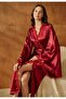 Women's Lace Detailed Bat Sleeve Long Dress with Belt Sleeves - 2