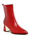 Women Mesh Detail Pointy Ankle Boots in Red