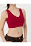 Cherry Red Ecovero ™ Viscose Gathered V-Neck Yoga Bra with Breast Pads - 3