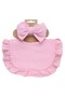 - Ava Small Ribbon Headband & Baby Bib Set - Baby Pink - 2