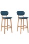 Bar stools, 2 pcs., blue, fabric