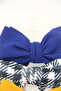 - Mira Assorted Big Ribbon Bow Headband for Babies - Royal Blue, Yellow & Checkered Print - 3