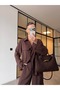 TENCEL™ Fabric Pocketed Shirt Cargo Pants Suit Brown - 3