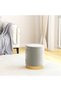 Round storage stool, light gray, Velvet