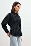 Black Pleated Poplin Women's Shirt - 5