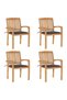 Stackable garden chairs with cushions, 4 pcs., solid teak wood