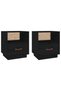 Bedside tables, 2 pcs., black, 40x34x45 cm, solid pine wood - 2