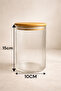 Bamboo Gasketed Borosilicate 1 Liter Round Striped 3-Piece Jar Set Kw-123 - 4