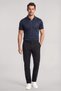 Men's Regular Fit 100% Cotton Logo Detailed Short Sleeve Navy Blue Polo Collar T-Shirt - 2