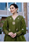 Green Embroidered Anarkali Kurta and Pant with Dupatta - ALV2123 - Green - 4