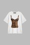 Leo Top Printed Relaxed Fit White Women's Tshirt