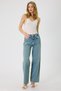 Women's Blue Random Tint Washed Wide Leg Jean Pants – High Waist Loose Leg Long Length 100% Cotton Denim - 2