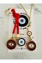 Gift Set - Nazar Beaded Keychain & Car Rear View Mirror Ornament Set - 2