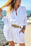 Italian White Bat Sleeve Buttoned Y Soft-Textured Casual D Woven Shirt 65 70 - 4