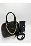 Women's Chain Detail Stylish Handbag & Shoulder Bag and Wallet Set Shoulder Bag Size: 25X22 cm