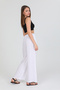 Women's White Italian B Drawstring Waist B Wide-Leg K Linen Trousers Size 40 - 46 - 3