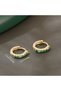 💚   Elegant and Stylish Gold Color Green Zirconia Stone Detailed Trendy Copper Earrings 💚 - 5