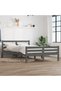 King Size 5FT Bed Frame, Grey, 150x200 cm, Solid Wood