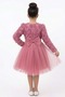 Tü Tulle Ü Long Sleeve Rose Buckled Girls Party Dress Dried Rose - 3
