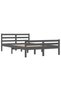 King Size 5FT Bed Frame, Grey, 150x200 cm, Solid Wood - 3