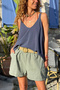 Italian Navy Blue Strappy Y Soft-Textured A-Form Fit Loose D Woven Blouse 65 50 - 6