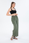 Women's Khaki Italian B Drawstring Waist B Wide-Leg K Linen Trousers Size 40 - 46 - 6