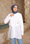 White Buttoned Front Detailed Terikoton Tunic
