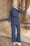 Navy Blue Shoulder Buttoned Waist Belted Trouser Suit
