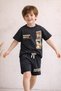 Buddies Booth Boy's Anthracite Printed Shorts Set - 4