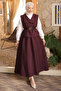 Mürdüm Leather Belt Piece Vest Skirt Set