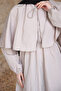 Stone Cape Detailed Dress with Elastic Sleeves - 4