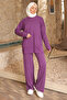 Purple Cuffed Tunic with Trousers Modal Set - 3