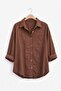 Women's 3-Pack Black Khaki Brown Cotton Pack Oversized Cotton Pack Linen Single Pocketed Casual Shirts - 4