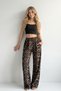 Women's 2-Piece Set U-Necklace Terry Crop Cropped Op Leopard Printed Pants Palazzo Trousers