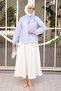 Baby Blue Peter Pan collar Sleeve Elastic Buttoned Shirt - 2