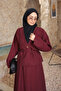Burgundy Bat Sleeve Jacket and Skirt Set - 2