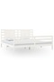 Bed frame, white, 200x200 cm, solid pine wood - 2