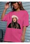Hat Girl Printed Women's / Girls Oversize Brown T-Shirt