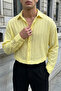 Maze Premium Oversize Men's Yellow Shirt with Textured Stripes - 3