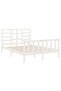 Small Double 4FT bed frame, white, 120x190 cm, solid wood - 4