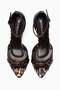 Women's Heeled Shoes Pointed Toe Leopard Printed Piece Ankle Strap Stylish Evening Dress Leora Black - 5