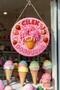 Strawberry Ice Cream Visual Wooden Stringed Door Wall Decoration Cafe Showcase Advertising Board