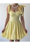 Women's Flared Mini Dress with Tie-Detail Panels on the Shoulder - 2