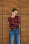 Slim Fit Crew Neck Long Sleeve Semi Sheer Lace Blouse - 3