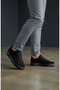 Men's Black Suede Textured Black Thick Soled Guaranteed Lace-Up Casual Sneakers Sports Shoes - 5