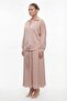 Women's Beige Summer Casual Dress with Accessories Top and Bottom Set - 2