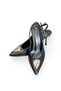 Women's Stiletto Black Pointed Toe Medium Heel Gold Buckled New Season C2286 - 2