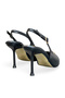 Women's Stiletto Black Pointed Toe Medium Heel Gold Buckled New Season C2286 - 8