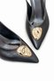 Women's Stiletto Black Pointed Toe Medium Heel Gold Buckled New Season C2286 - 7